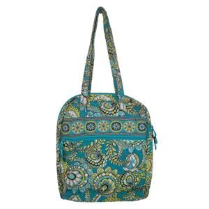 Vera Bradley Peacock‎ Print Tall Tote Bag Paisley Floral Blue Green Quilted